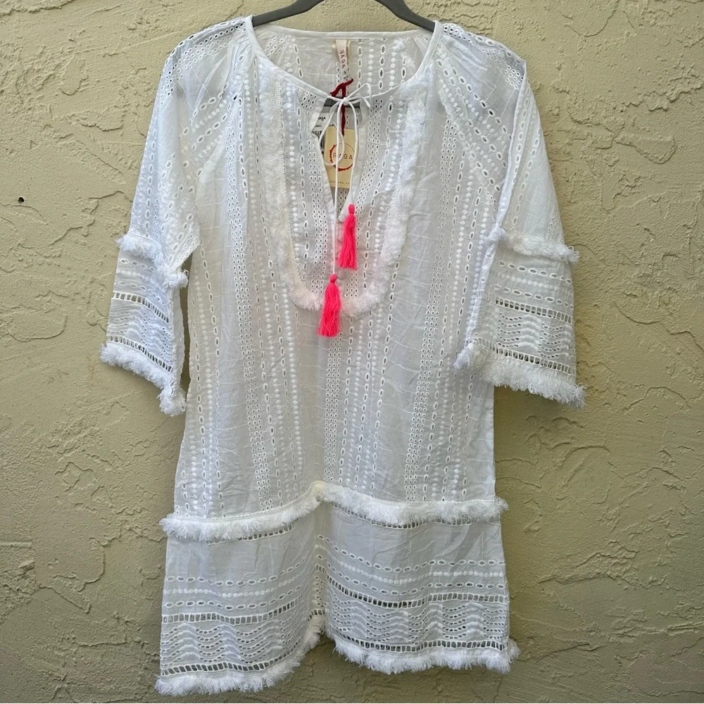 NWT Raga Arshi Embroidered Mini Beach Dress in white S - Picture 5 of 10